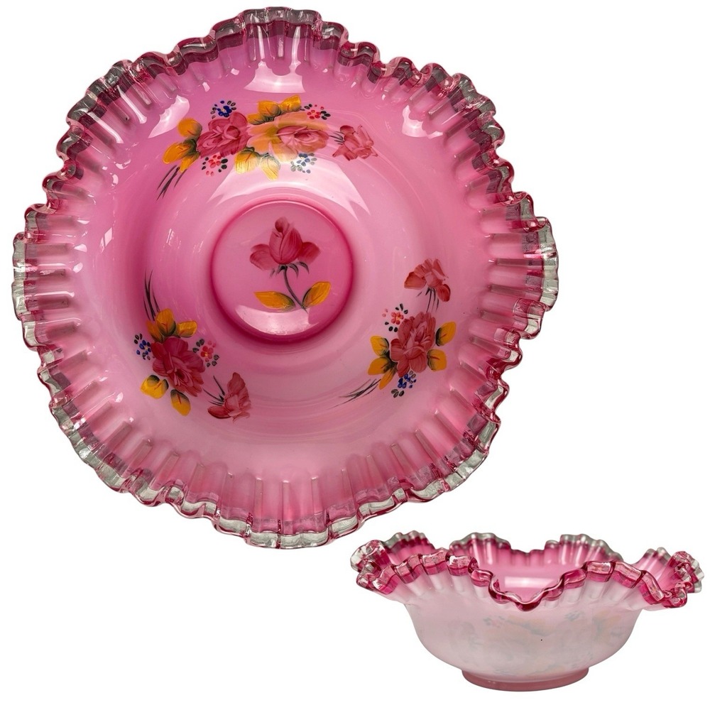 Vintage Fenton Glass "Bride's Basket" Bowl 9" Wide